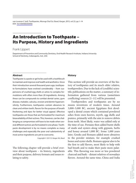 An Introduction to Toothpaste .